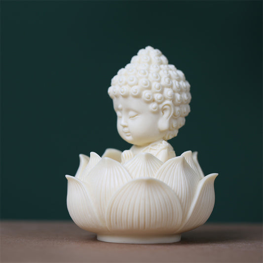 Mini Tagua Nut Tathagata Buddha Lotus Desk Ornament