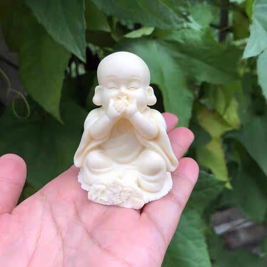 Ivory Nut Carving "Three No Monks" Ornament