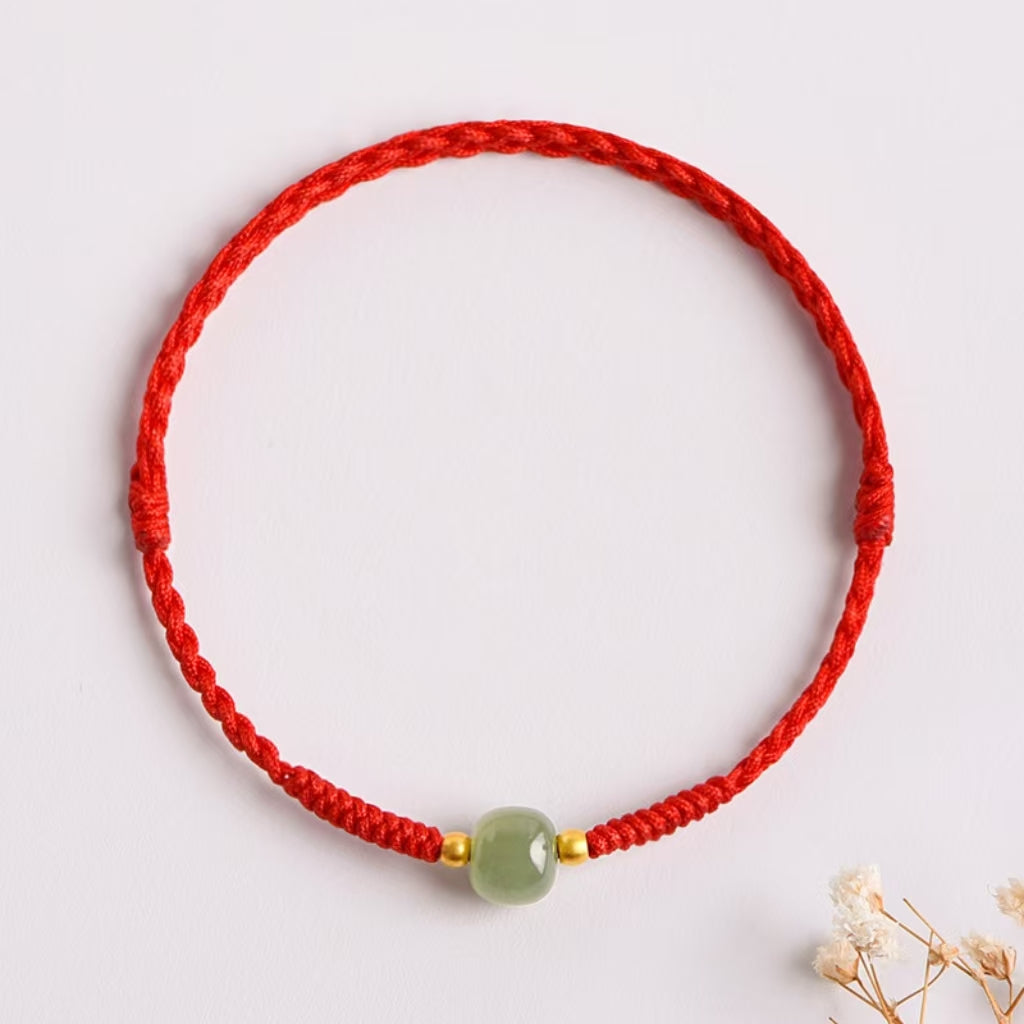 Handmade Jade Lucky Bead Prosperity Braided Bracelet
