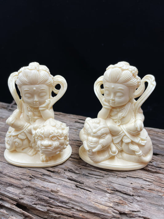 Mini Tagua Nut Manjushri Bodhisattva Desk Ornament