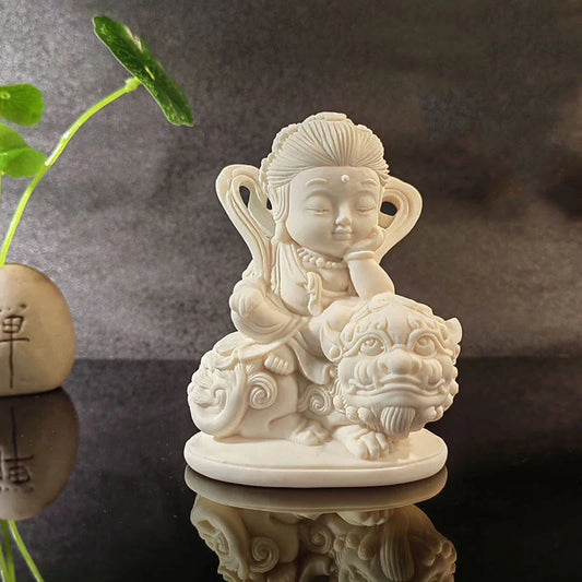Mini Tagua Nut Manjushri Bodhisattva Desk Ornament