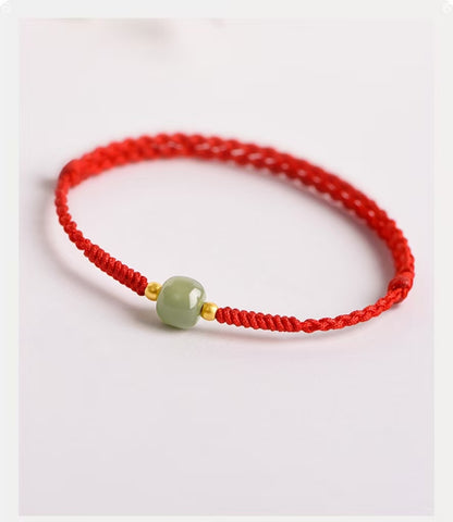 Handmade Jade Lucky Bead Prosperity Braided Bracelet