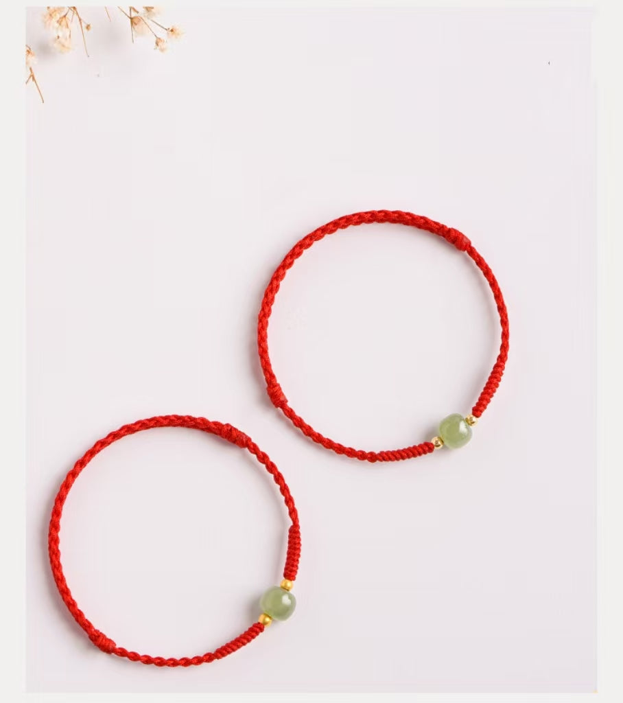 Handmade Jade Lucky Bead Prosperity Braided Bracelet