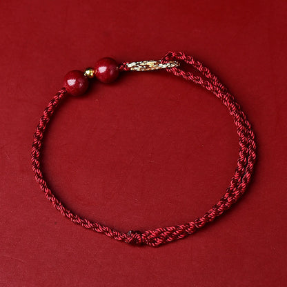 Buddha Stones Cinnabar Blessing Red String Golden Infinity Symbol Bracelet Anklet