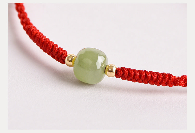 Handmade Jade Lucky Bead Prosperity Braided Bracelet