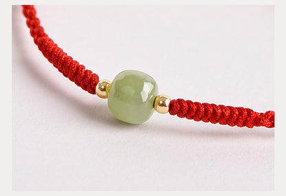 Handmade Jade Lucky Bead Prosperity Braided Bracelet