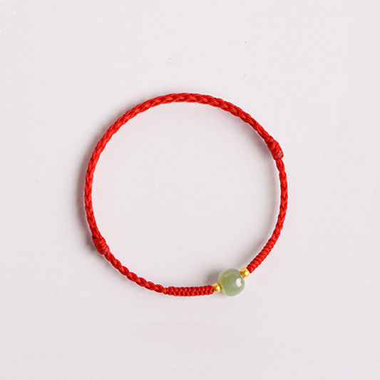 Handmade Jade Lucky Bead Prosperity Braided Bracelet