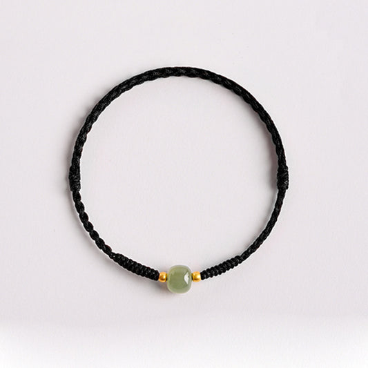 Handmade Jade Lucky Bead Prosperity Braided Bracelet