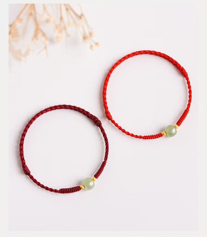 Handmade Jade Lucky Bead Prosperity Braided Bracelet